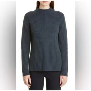 Vince. Wool Cashmere Rib Crewneck Sweater Pullover Navy Blue Women's Size L